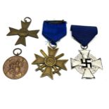 4 ww2 german medals inc 25 yr service medal -merit cross with swords