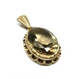 9ct gold smokey quartz pendant 2.4g