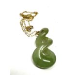 9ct Gold Nephrite Pendant Necklace (4.7g)