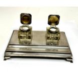 Walker & hall silver ink stand Birmingham silver hallmarks base measures approx 21cm by 13cm