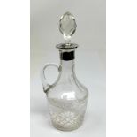 Silver mounted collar oil bottle measures approx height 18cm chester silver hallmarks