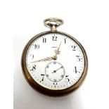 Silver omega open face pocket watch the watch is not ticking balance spins freely requires glass