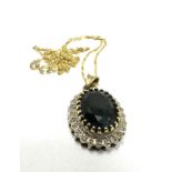9ct Gold Diamond & Sapphire Pendant Necklace (4.5g)
