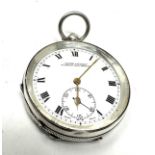Silver open face pocket watch Acme lever the watch is ticking