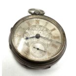 Antique Silver dial open face pocket watch alex brand Markinch the watch is not ticking balance