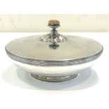 Arts and Crafts silver lidded bowl by Charles Boyton hallmarks London 1937, inside lid fitted with