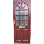 Wooden external front door with glass panelling, approximate height 80 inches, Width 32 inches