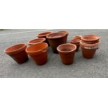 Selection of various sized terracotta plant pots approx 15 largest measures approx 10 inches tall