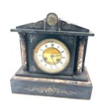 Vintage 2 key hole slate mantel clock, untested