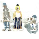 Selection of 3 clown figures includes elizebeth Haslam, Casades etc