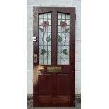 Mahogany leaded front door with a leaded panel 79 inches by 33 inches 41 inches by 22 inches (panel)