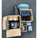 Selection of camera equipment to include camera bags, Kodak instamatic M60-L, all untetsed