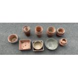 Selection of miniature terracotta plant pots and others largest measures approx 8 inches square