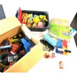 Selection of assorted toys includes Hot wheels track, Nemo etc