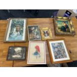 Selection of vintage and later prints and pictures includes 17 inches by 11