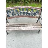Cast iron bench with cast iron back, approximate measurements: