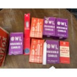 Selection of vintage candles in original boxes by OWL