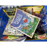 Large selection of assorted toys includes trucks, Brain Benders, puzzles etc