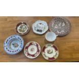 Selection of collectors plates includes brass Egyptian plate etc