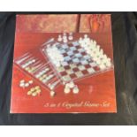 Boxed 3 in 1 crystal glass game set