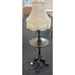 Mahogany standard lamp with tray height approximately 56inches