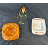 Selection of advertising items includes smirnoff ash tray, wooden man etc