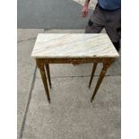 Marble topped console table measures approximately 30 inches tall 24 inhes wide 12 inches depth