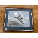 Framed Eric H Day spitfire print, Frame measures approximately 21 inches by 17 inches