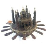 Vintage carved Asian wooden cutlery mosque. Islamic taste, approximate height 12 inches, Diameter 17