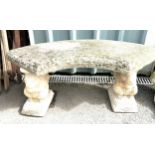 Concrete outdoor carved seat, length 38 inches, Width 15 inches, Height 17 inches