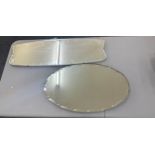 2 Frameless beveled edge mirrors largest measures approximately 35 inches wide 12 inches wide