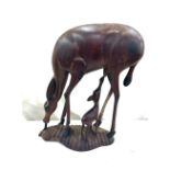 Vintage wooden deer and foul ornament 18.5 inches tall