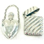 Hallmarked sterling silver vesta case and chatelaine scent bottle