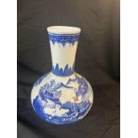 Oriental blue and white vase, no marks to base height approximately 12 inches tall diameter 8