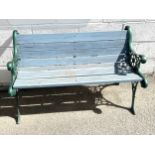 Wooden and metal bench, approximate measurements: Length 45 inches, Width 24 inches, Height 30