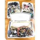 3 Trays of assorted costume jewellery includes pearls etc