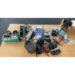Large selection of assorted cameras and equipment includes yashica TL- electro camera, The Button,