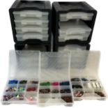 4 small multi drawer curver craft trays, some with craft /jewellery contents, approximate