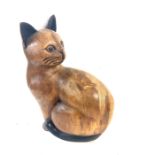 Carved wooden cat figure, 14.5 inches tall