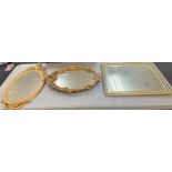 3 framed mirrors includes gilt, chalk etc largest measures Height 32 inches