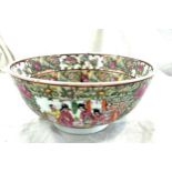 Hand painted oriental bowl, 6 character mark to base 4.5 inches by 10 inches