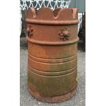 Terracotta embossed chimney pot measures approx 19 inches wide by 20 inches tall
