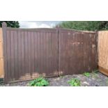 Two large outdoor wooden gates each gate measures approx 2 metres high by 2 metres wide