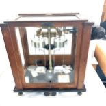 Vintage cased scientific scales mode A.D.2 measures approx 18 inches tall by 18 inches wide and 9.