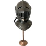 Re-enactment knight helmet with display stand, approximate measurements of helmet Height 15