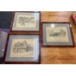 Three framed prints of Leicester to include 'Old Town Hall', 'St Nicolas Church and Jewry Wall'