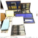 Selection of vintage cased cutlery sets to include EPNS, stainless steel and a carving set