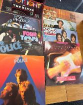 Selection of vinyl LPs to include Risk Wakeman, The Police, The Kinks etc