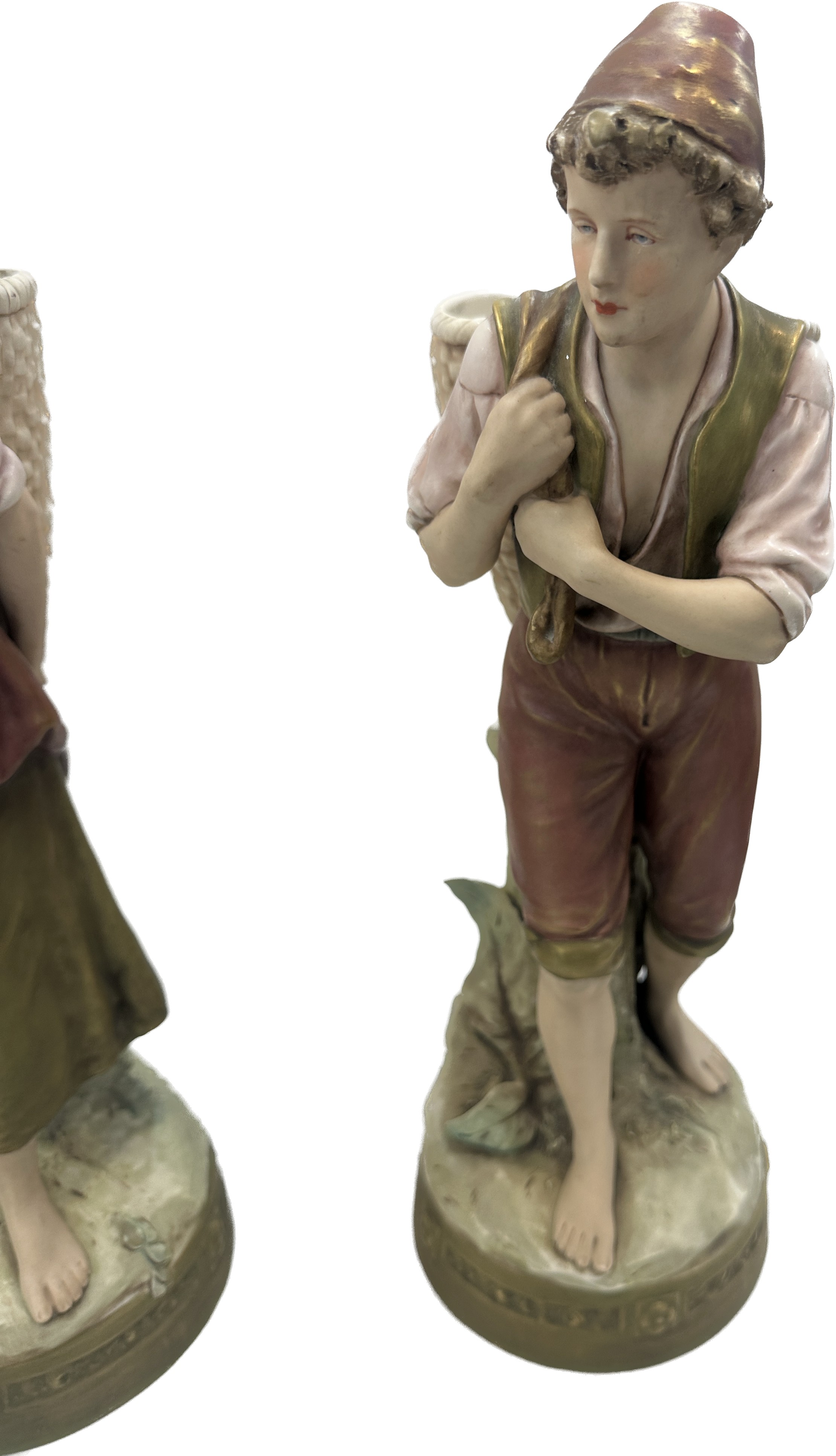 Pair Royal Dux bohemia harvester figures, approximate height 18 inches , good overall condition - Image 4 of 6