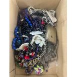 Box of vintage costume jewellery